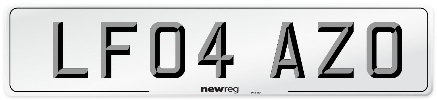 LF04 AZO Number Plate from New Reg